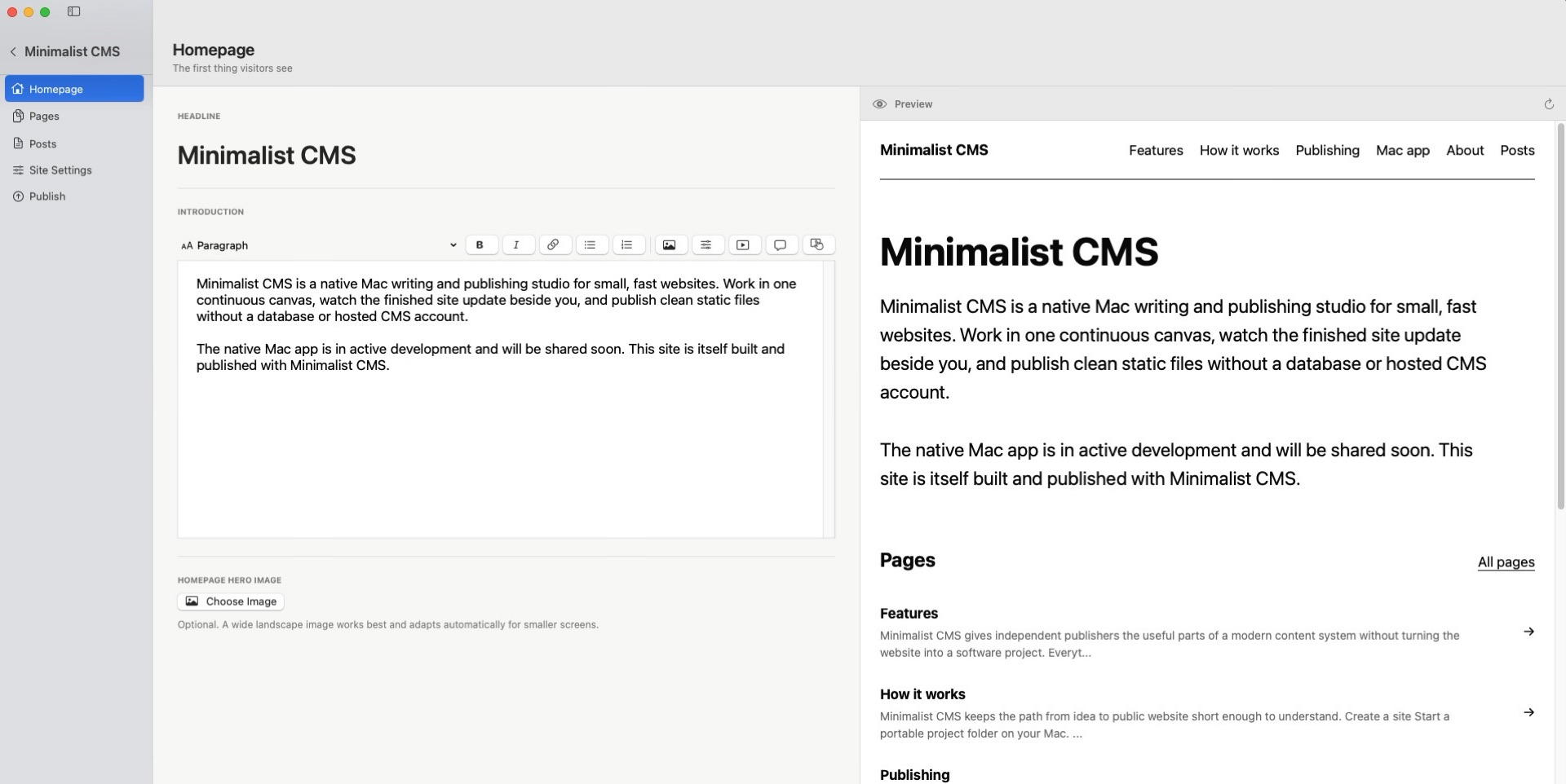 minimalist cms